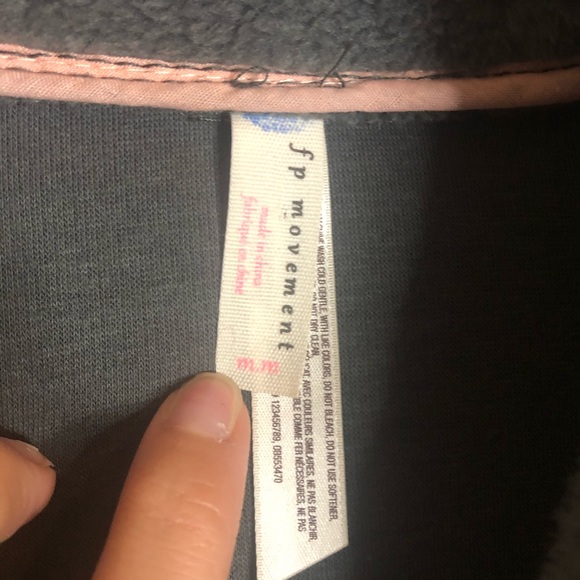 Free People Timeless Movement Fleece Zip Jacket Grey/Green Pink Medium - Picture 7 of 9